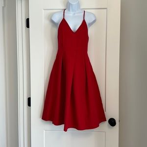 Red Criss cross dress with pockets